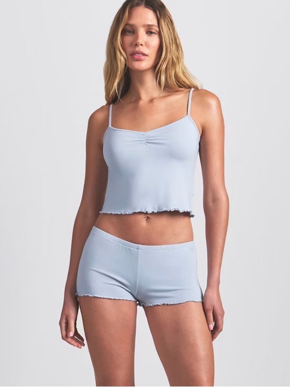 SKIMS Pale Blue Cami & Shorts Lounge Set